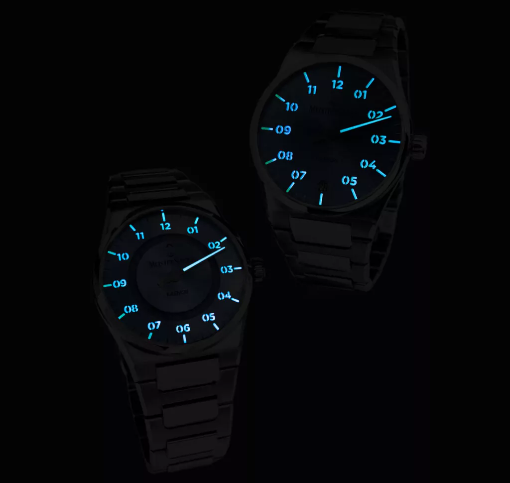Meister Singer Kaenos Open Date Sonnenschliff Eisblau Herrenuhr KSOD914