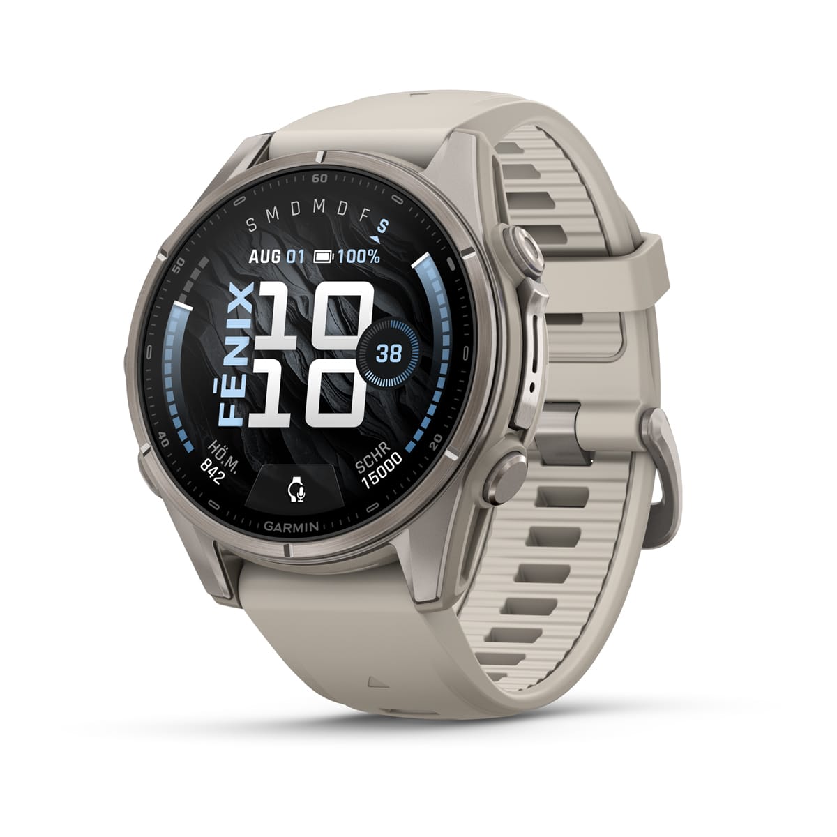 Garmin fēnix® 9 - 43 mm AMOLED Sapphire Nebelgrau/Titan mit Silikon-Armband Nebelgrau 010-04761-01