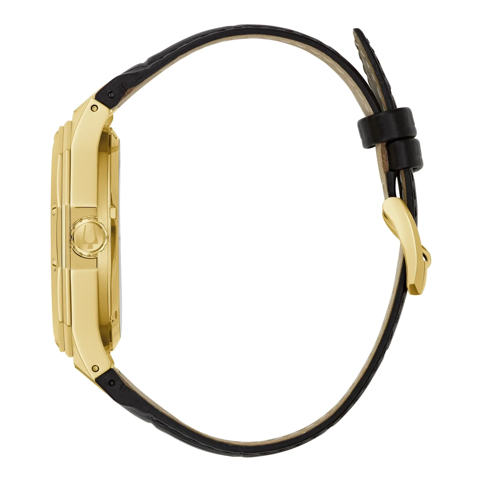 Bulova Prestige Automatik Skelett goldfarben Leder Herrenuhr 97A206
