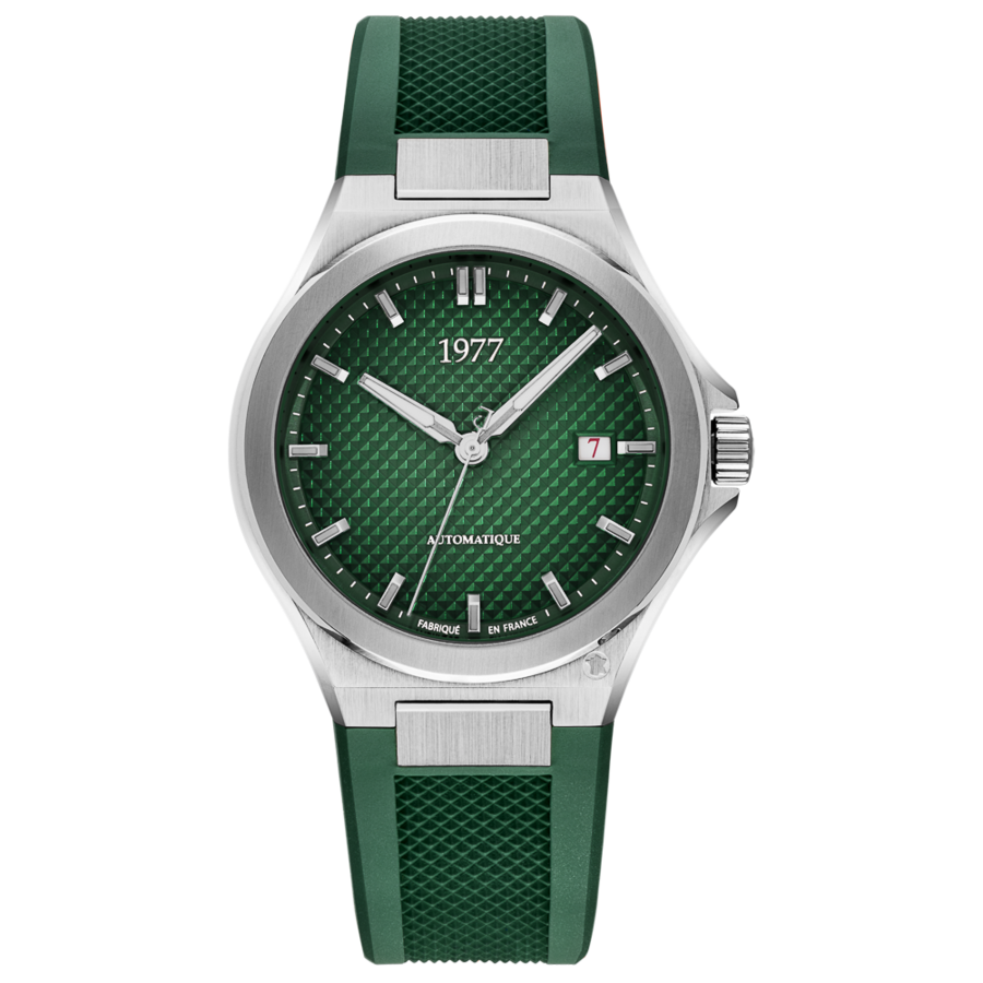 1977 ARSENE Automatique, 41 MM, Cadran Vert, Bracelet Caoutchouc FKM Vert Herrenuhr 1977P02177