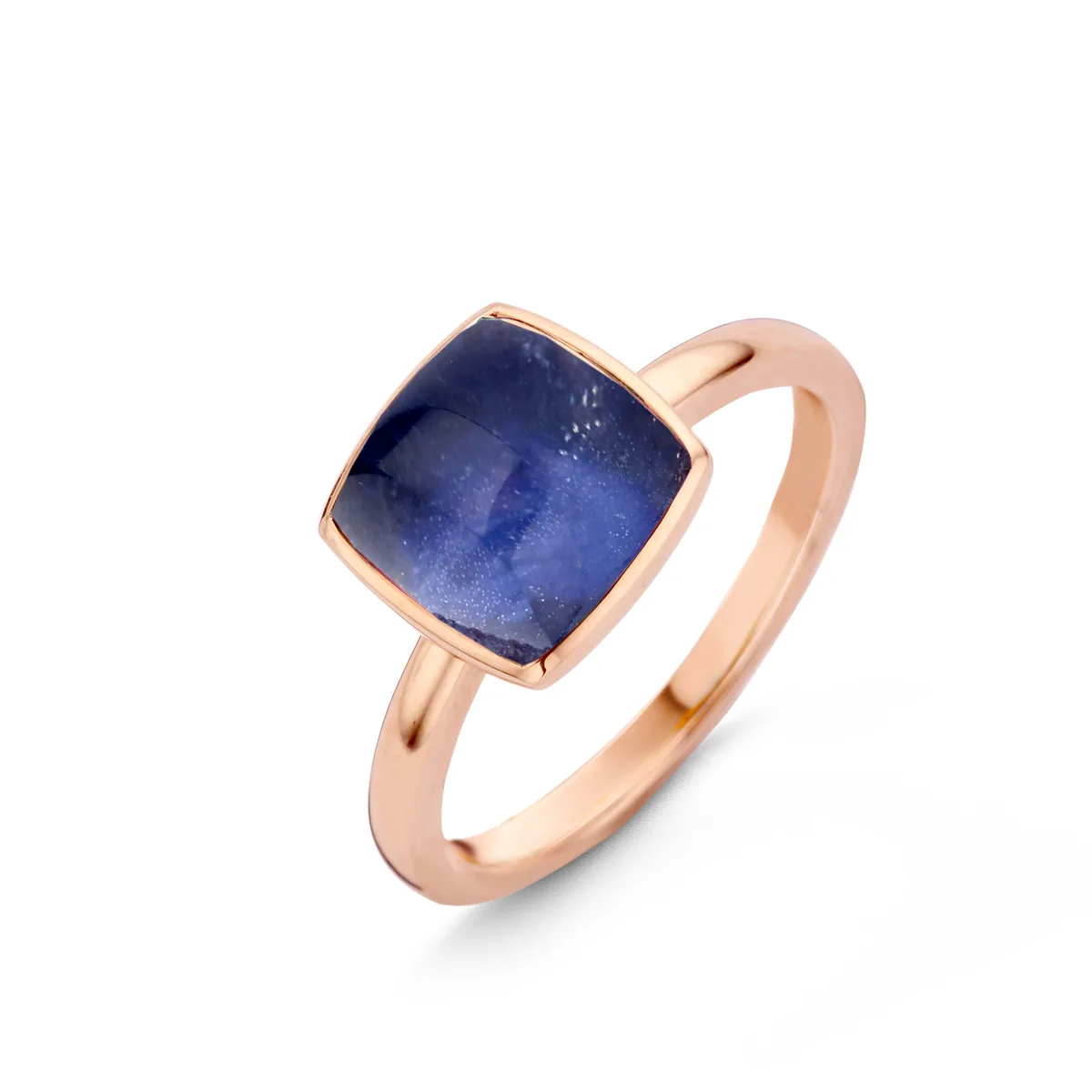 One More Pantelleria Damen Ring in 18 Karat Roségold gefasst mit Quarz auf Sodalit 051576NS