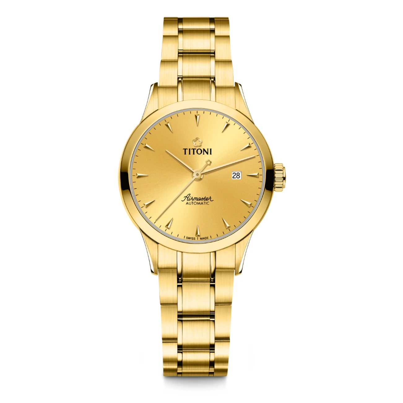 Titoni Airmaster Automatik, Gelbgold Damenuhr 23733G-651