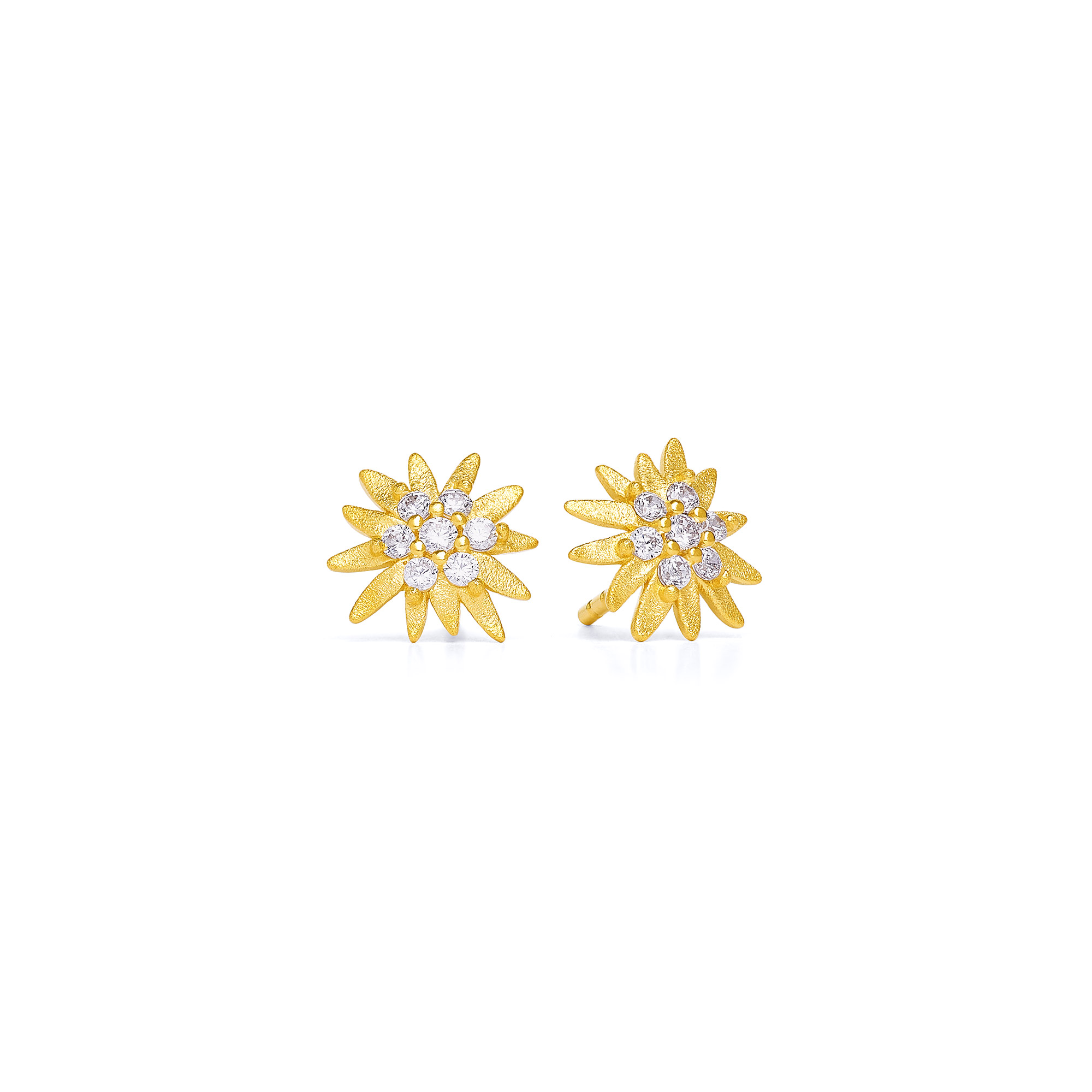 Bernd Wolf Stecker Edelweiss Designlinie Bergwelt, Gold, Sterlingsilber 925