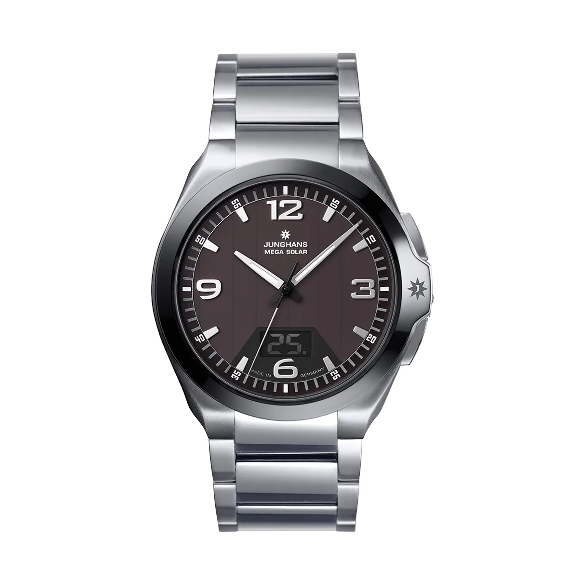 Junghans Spektrum Mega Solar Funk Keramik poliert Herrenuhr 18/1121.44
