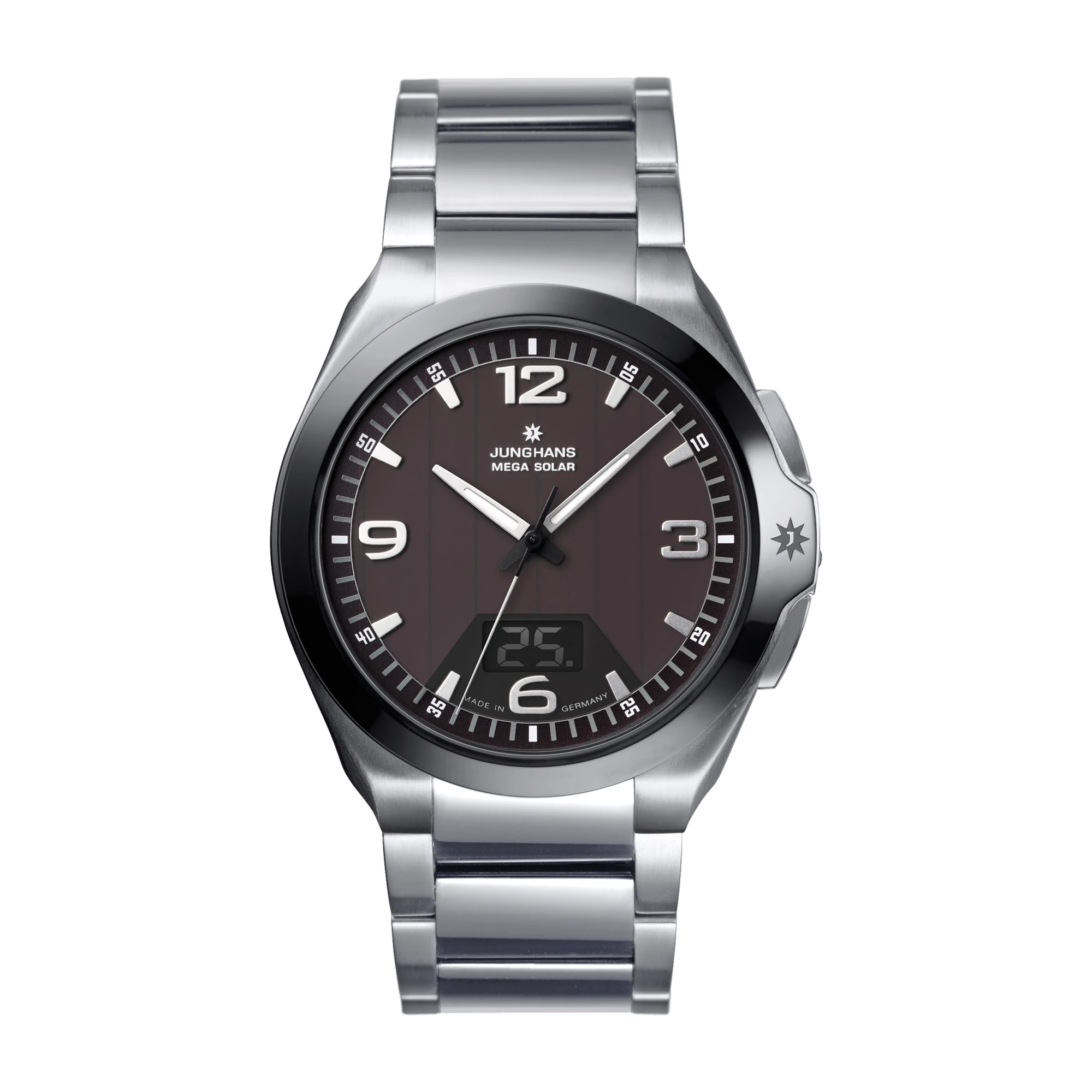 Junghans Spektrum Mega Solar Funk Keramik poliert Herrenuhr 18/1121.44