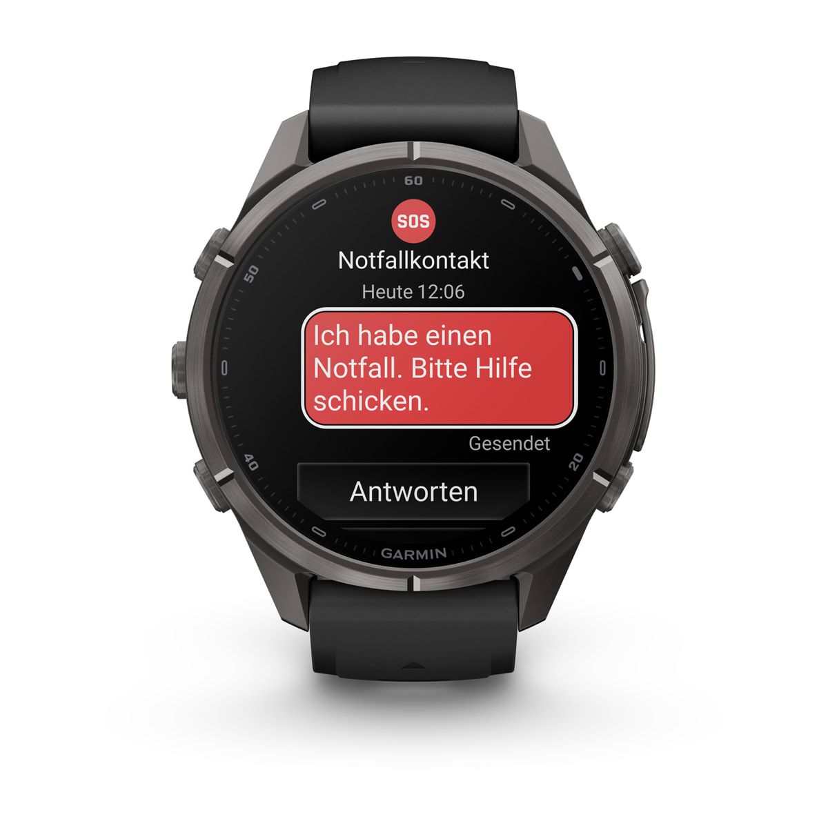 Garmin fēnix® 9 Pro inReach® - 43 mm AMOLED Sapphire Carbongrau DLC Titan mit Silikon-Armband Schwarz/Kieselgrau 010-04335-11