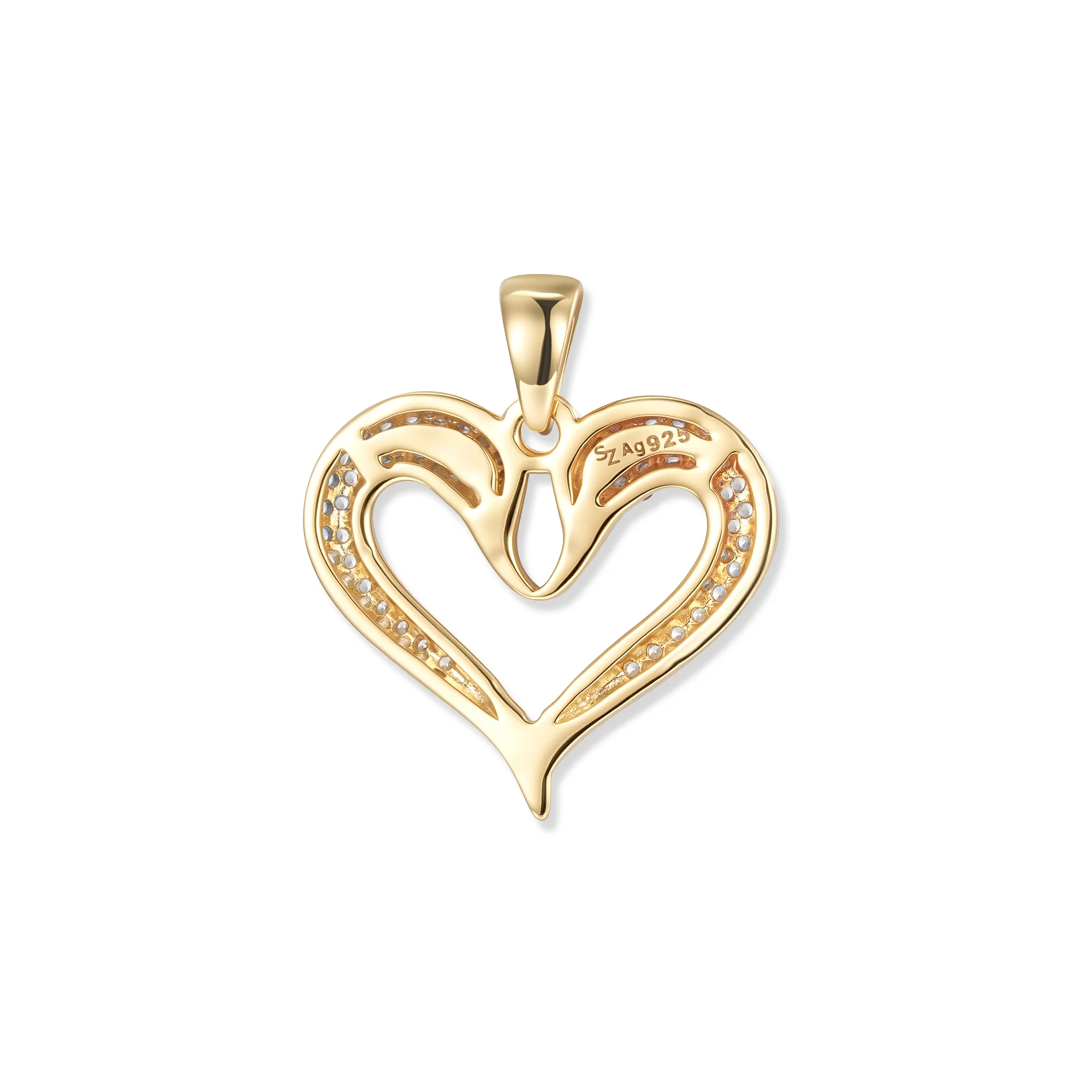 Seinerzeit Anhänger Crystal Schwan Herz Anhänger, Zirkonia, 18K vergoldet