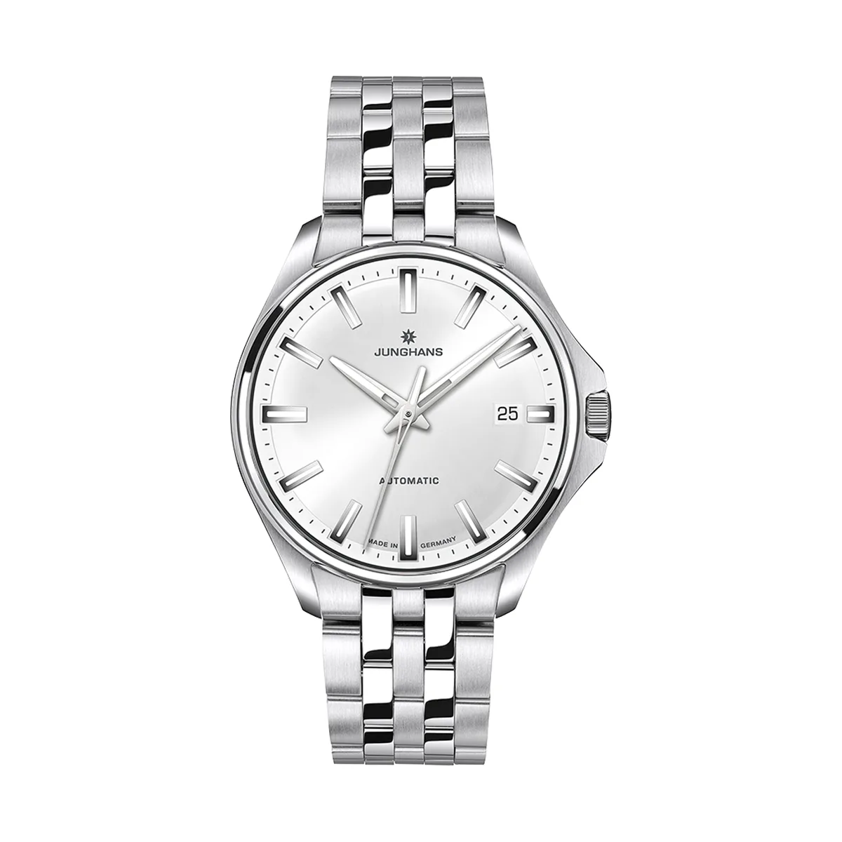Junghans Meister S Automatic 36, Gangreserve bis zu 38 Stunden, Silber, Edelstahlband Herrenuhr 27/4683.44