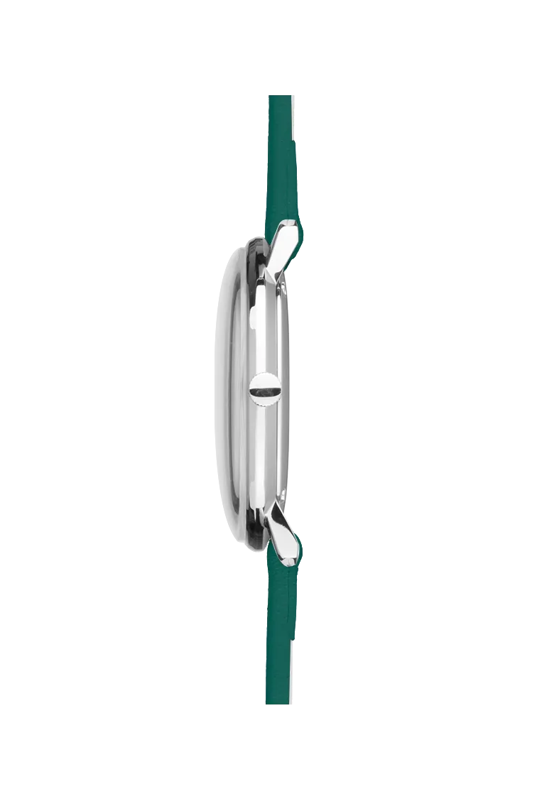 Junghans max bill Damen grünes Lederband Damenuhr 47/4557.02
