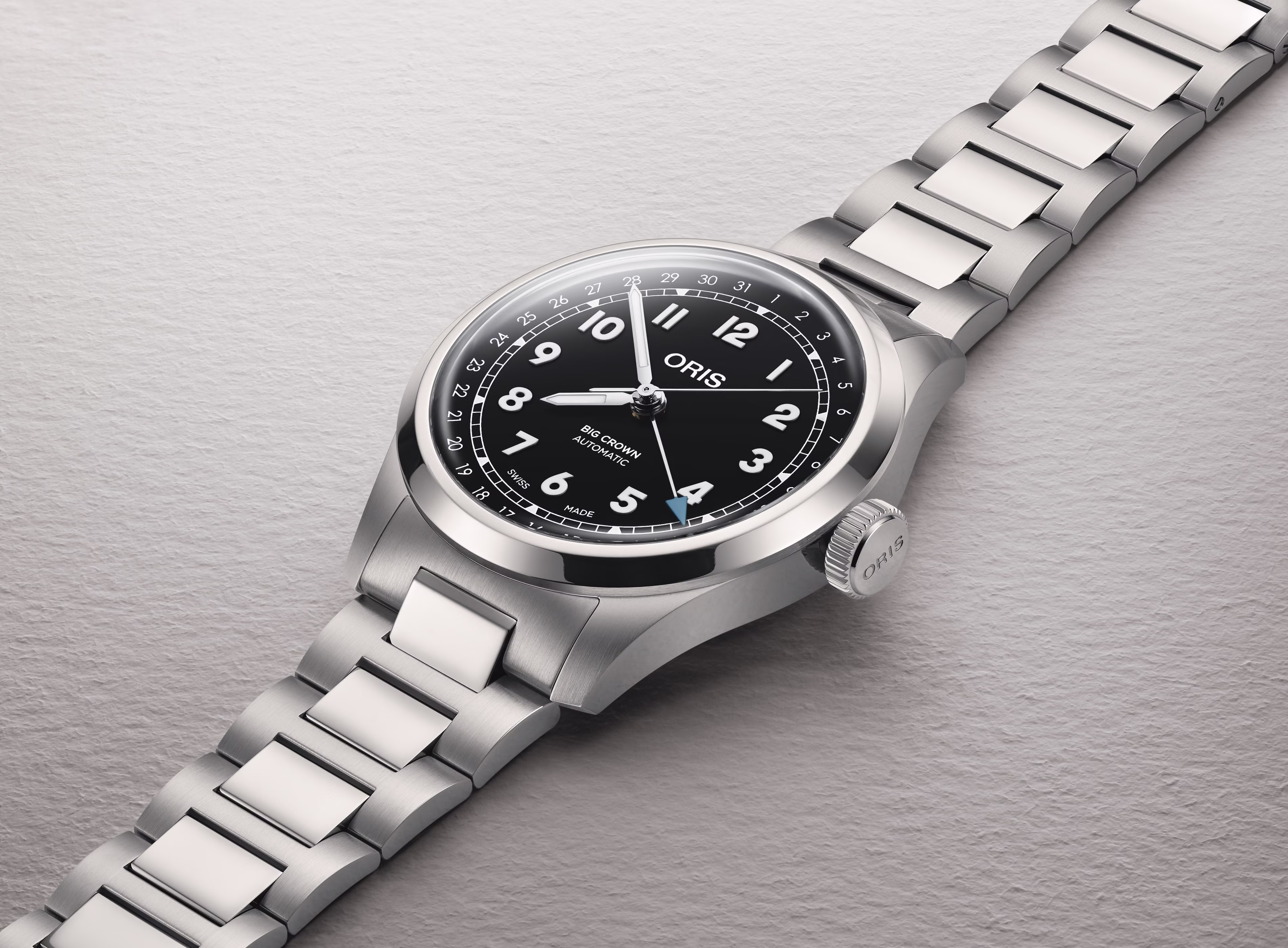 Oris Big Crown Pointer Date 40mm Edelstahl 38 Std  Schwarz Herrenuhr 01 754 7798 4064-07 8 20 06