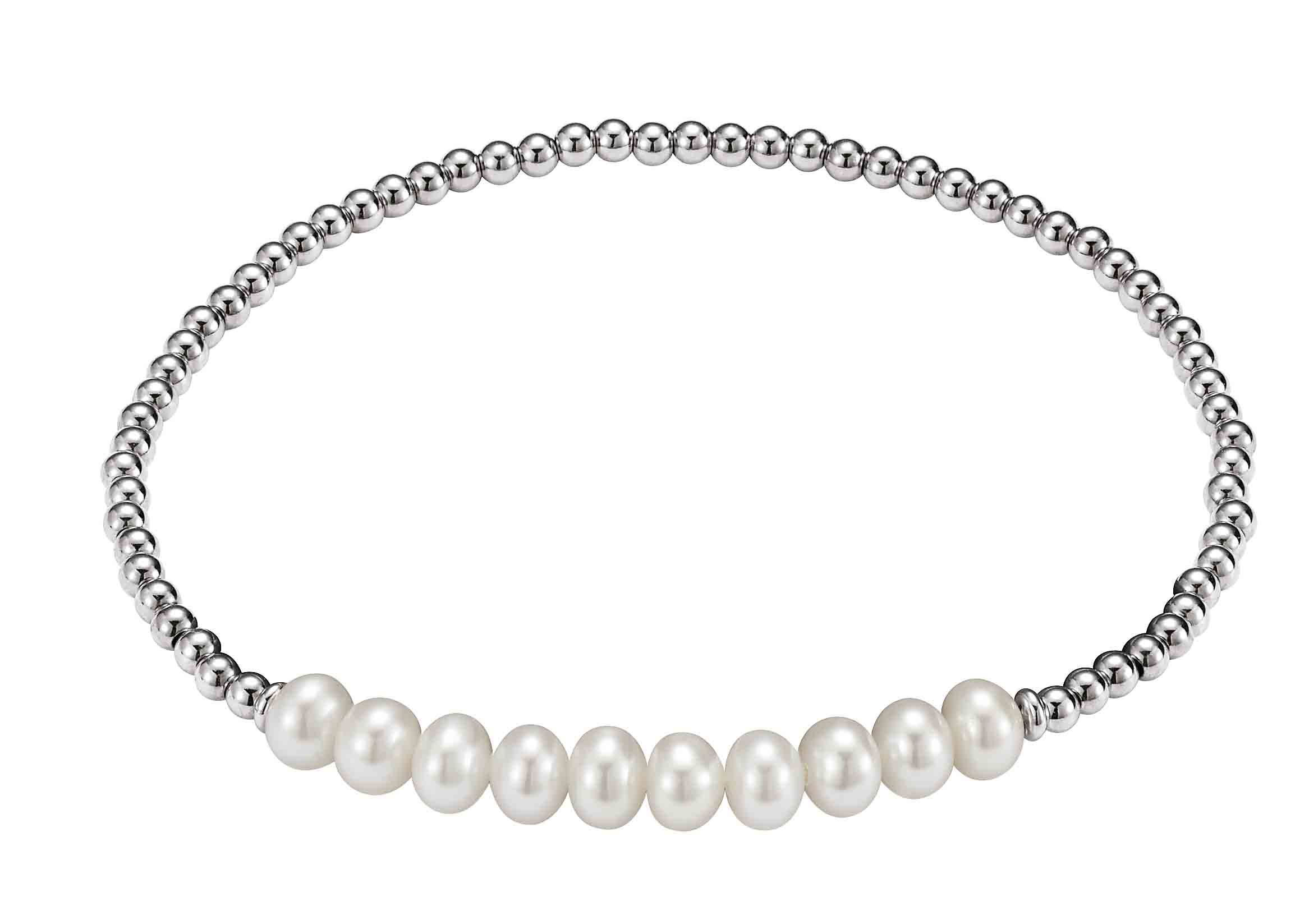 Adriana Kugelarmband Silber rhod. mit mehreren Süßwasserperlen G6-94