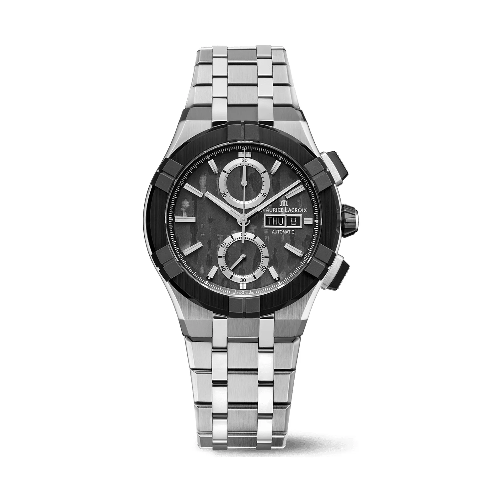 Maurice Lacroix Aikon-IC Carbon UD Chronograph 43 mm Automatik Edelstahlarmband Herrenuhr AC6038-S1C31-330-1