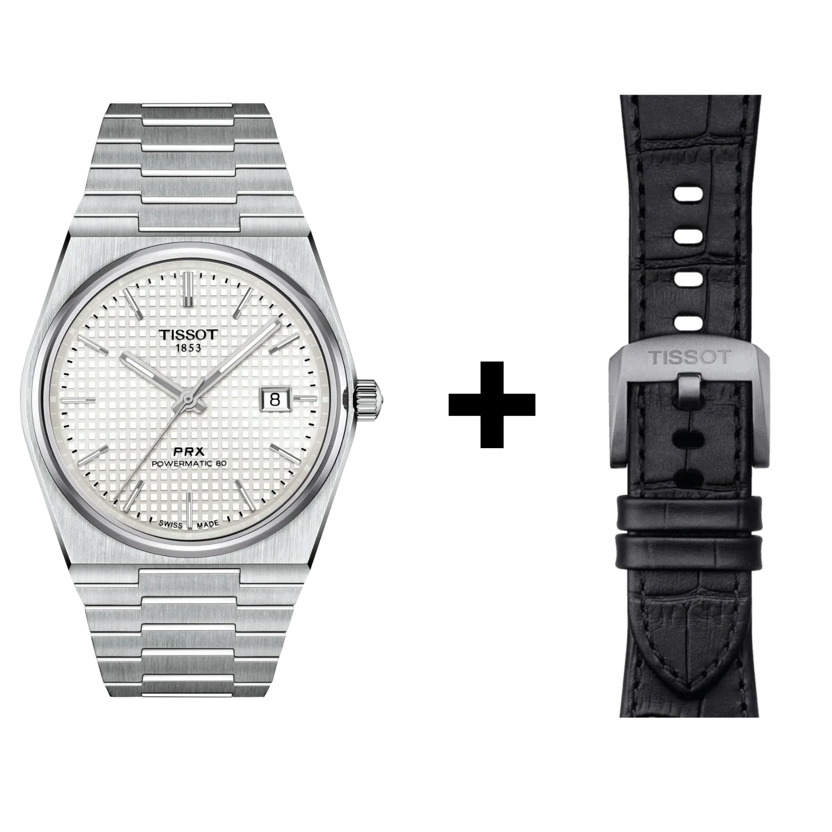 Tissot PRX 40mm Automatikwerk, 80 Stunden Gangreserve, Herrenuhr T137.407.11.111.00 Set mit Schwarzem Lederband 