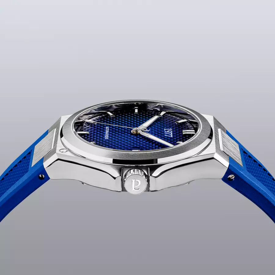 1977 ARSENE Automatique, 41 MM, Cadran Bleu, Bracelet Caoutchouc FKM Bleu Herrenuhr 1977P02166