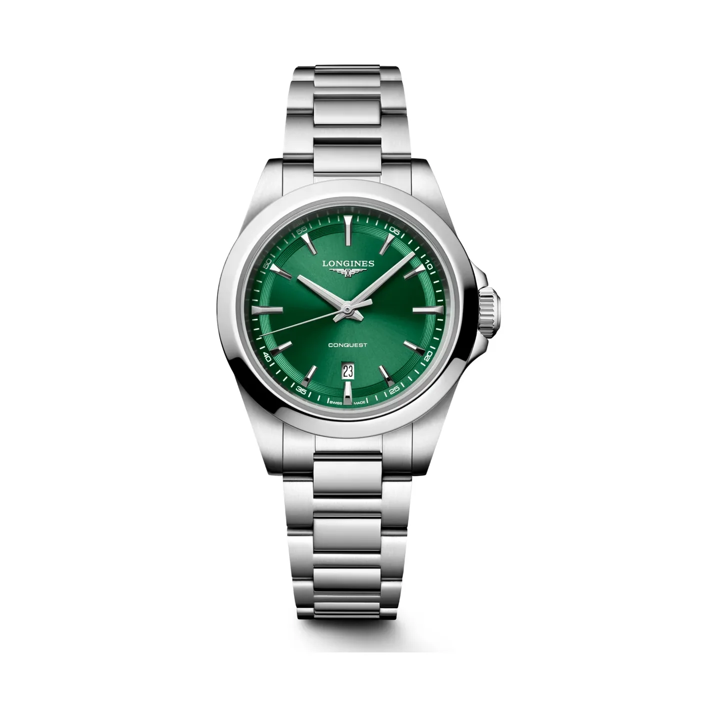 Longines Conquest Grün Edelstahlband 30 mm Damenuhr L3.350.4.09.6