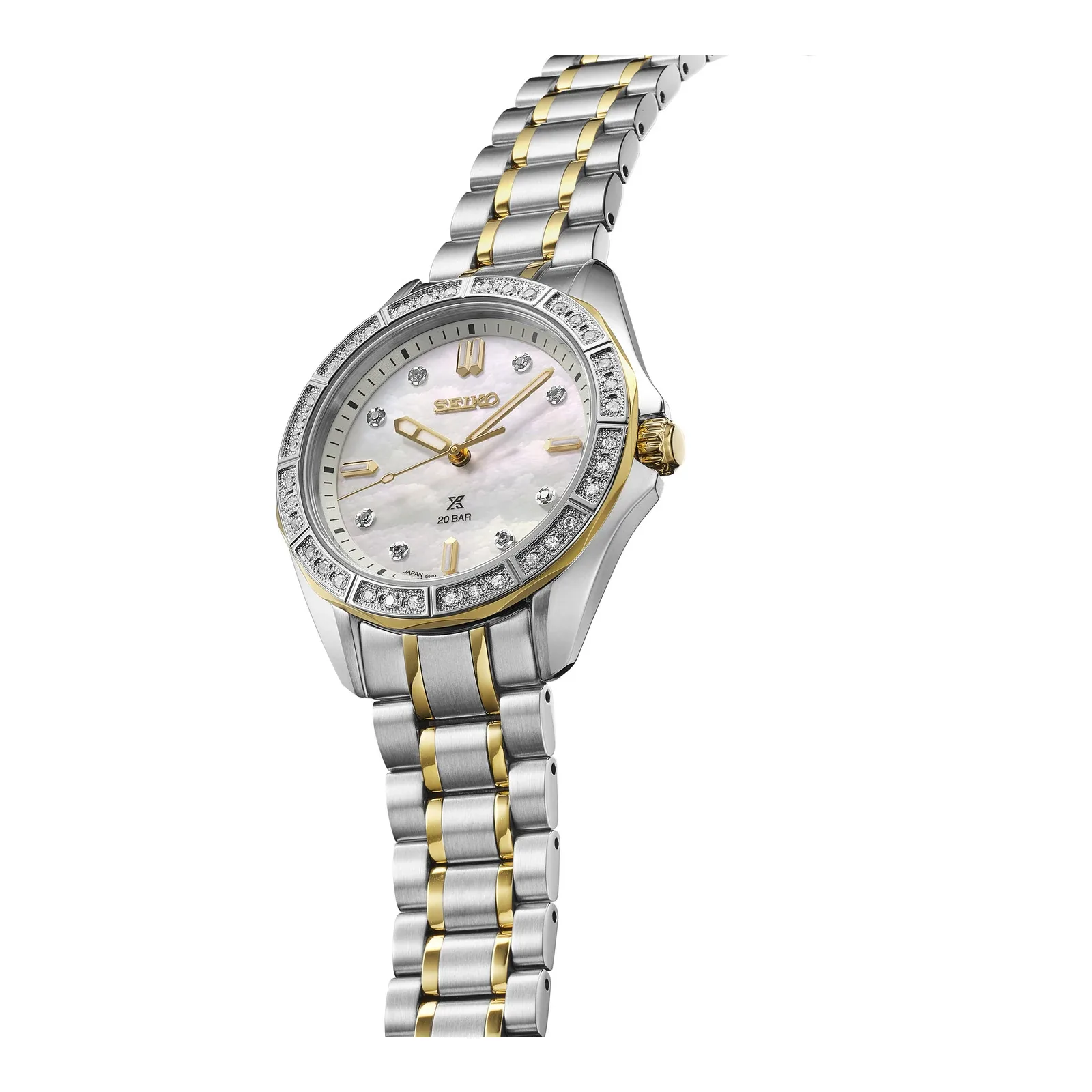 Seiko Prospex SEA Diver Quarz 34 mm Bicolor Perlmutt Damenuhr SUR622J1
