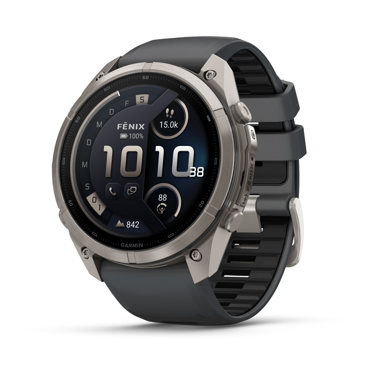 Garmin fēnix® 9 Pro inReach® - 51 mm AMOLED Sapphire Titan mit Silikon-Armband Graphit/Schwarz 010-04337-21