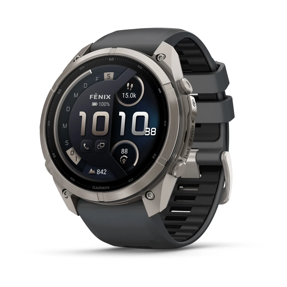 Garmin fēnix® 9 Pro inReach® - 51 mm AMOLED Sapphire Titan mit Silikon-Armband Graphit/Schwarz 010-04337-21