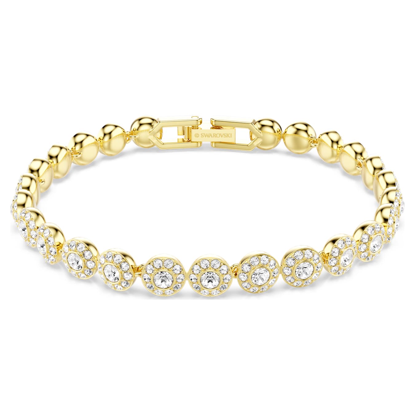Swarovski  Una Angelic Armband Rundschliff, Weiß, Goldlegierungsschicht