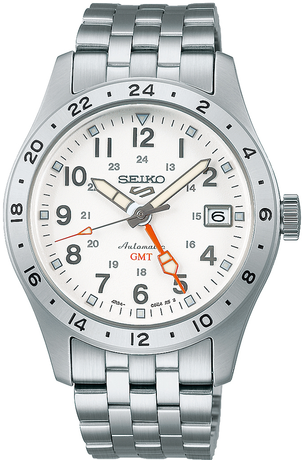 Seiko Seiko 5 Sports Automatik GMT, 39 mm, Edelstahlband Herrenuhr SSK059K1