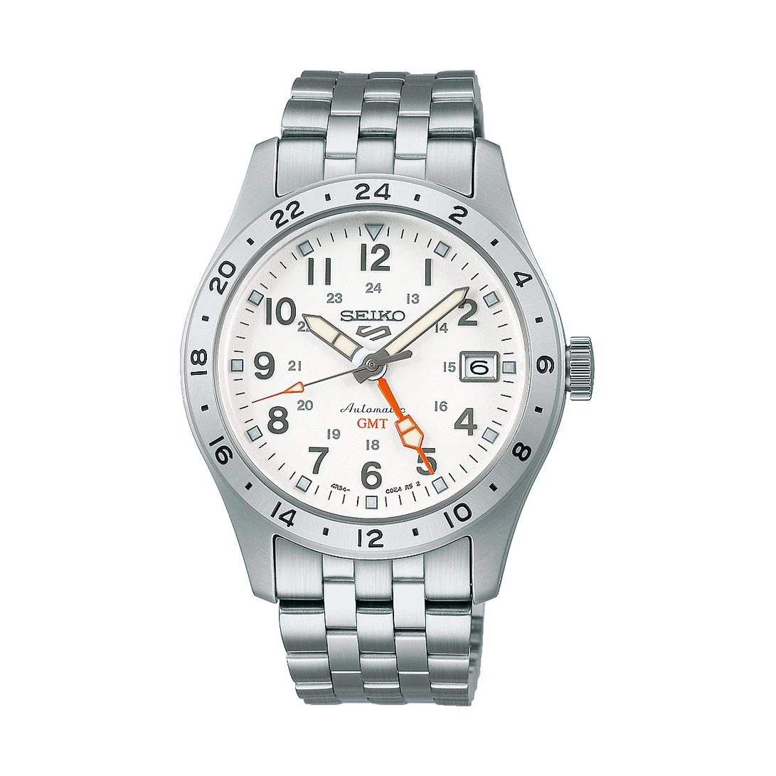 Seiko 5 Sports Automatik GMT, 39 mm, Edelstahlband Herrenuhr SSK059K1