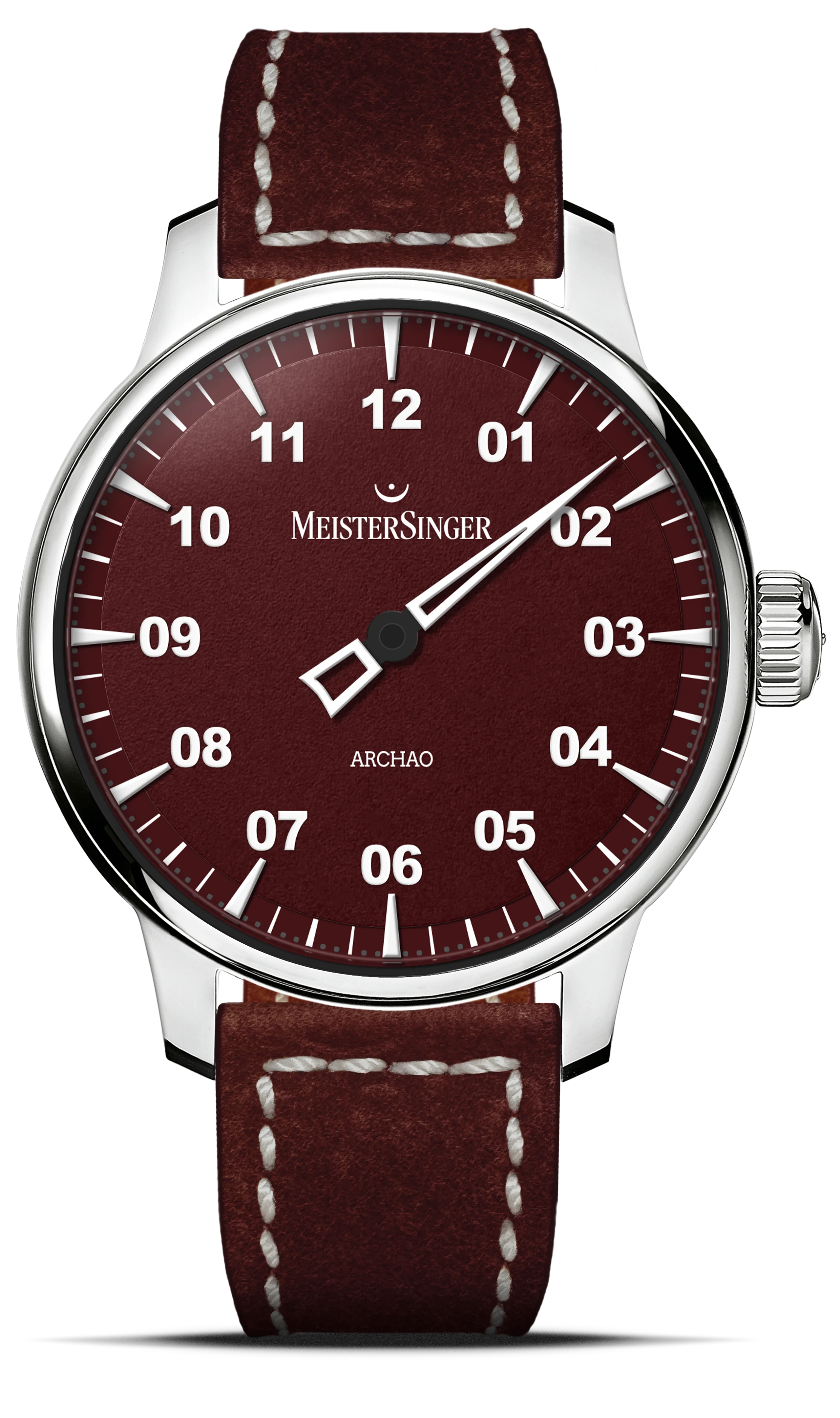 Meister Singer Archao DLC, Rot, Automatikwerk, 43mm, Lederband Herrenuhr AR911BL