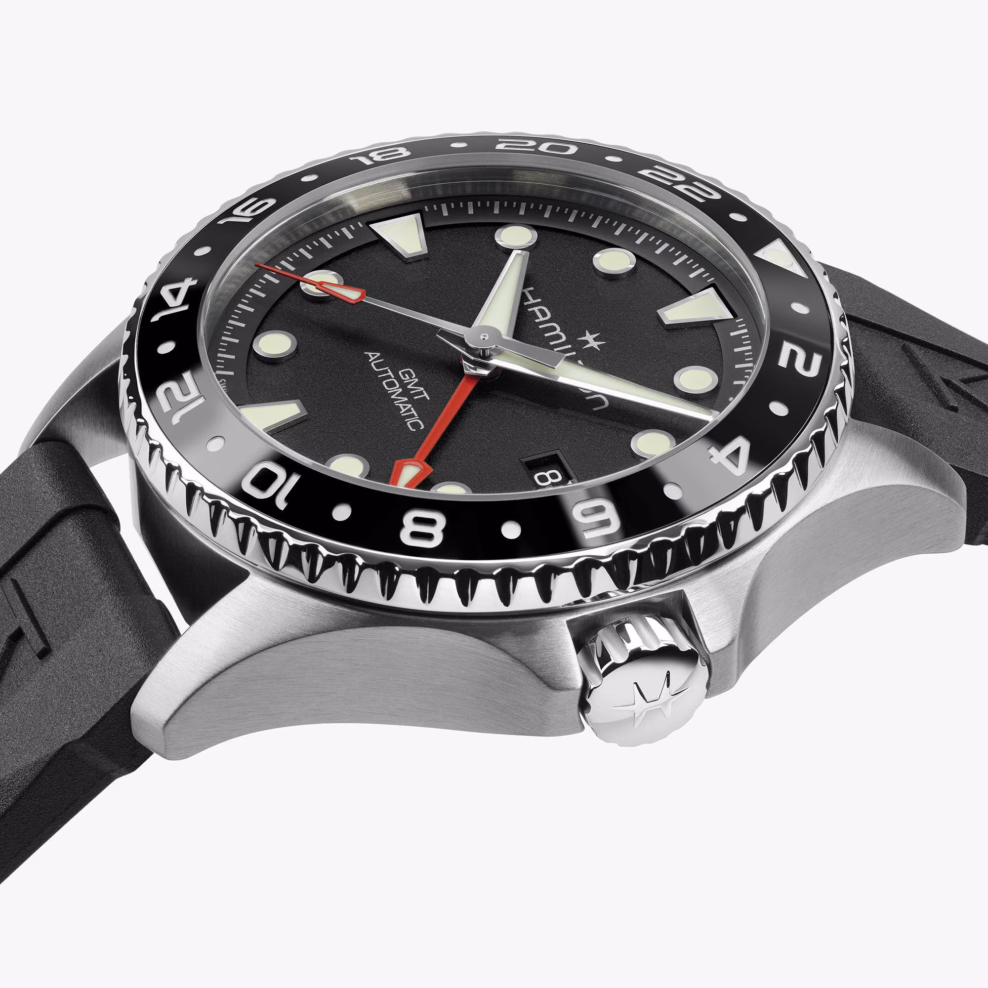 Hamilton KHAKI NAVY SCUBA AUTO GMT Schwarz Kautschukband 43 MM Herrenuhr H82555330