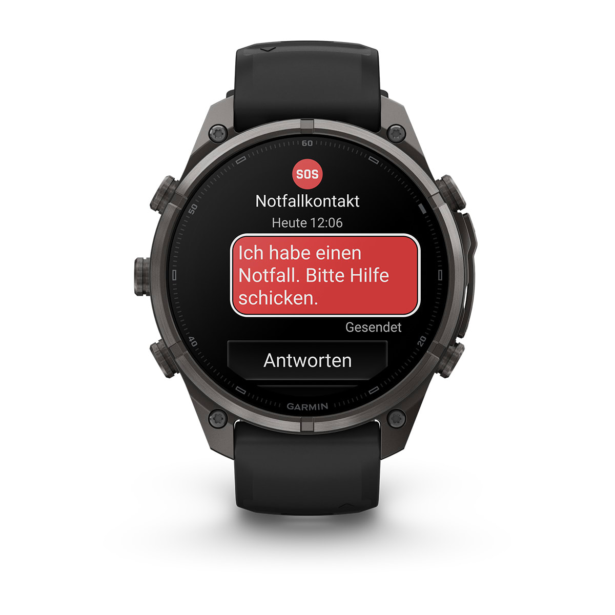 Garmin fēnix® 9 Pro inReach® - 47 mm AMOLED Sapphire Carbongrau DLC Titan mit Silikon-Armband Schwarz/Kieselgrau 010-04336-11