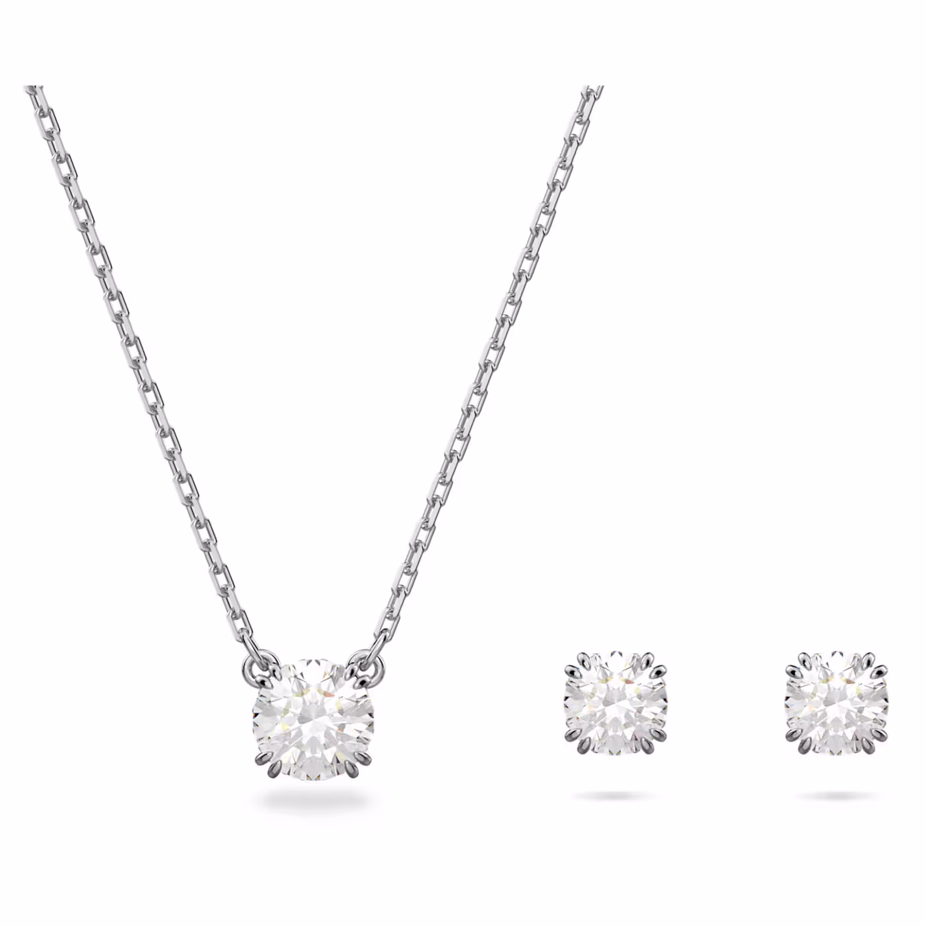 Swarovski  Stilla Set Rundschliff, Weiß, Rhodiniert