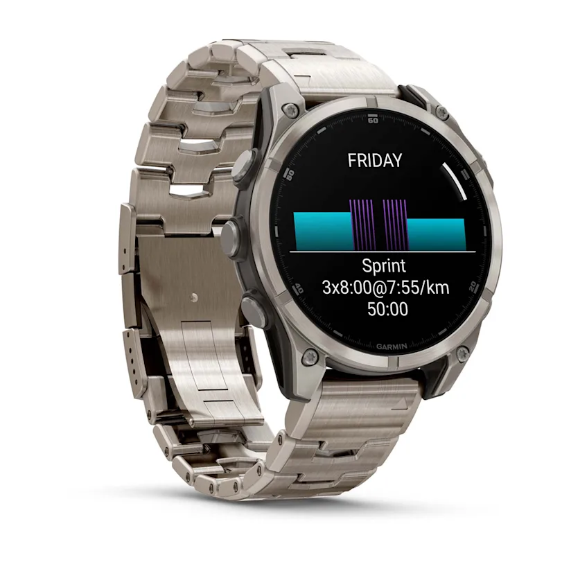 Garmin fēnix® 8 - 47 mm AMOLED Sapphire Graphit/Titanium Titan 010-02904-11 Bundle mit orangenem Silikonband 