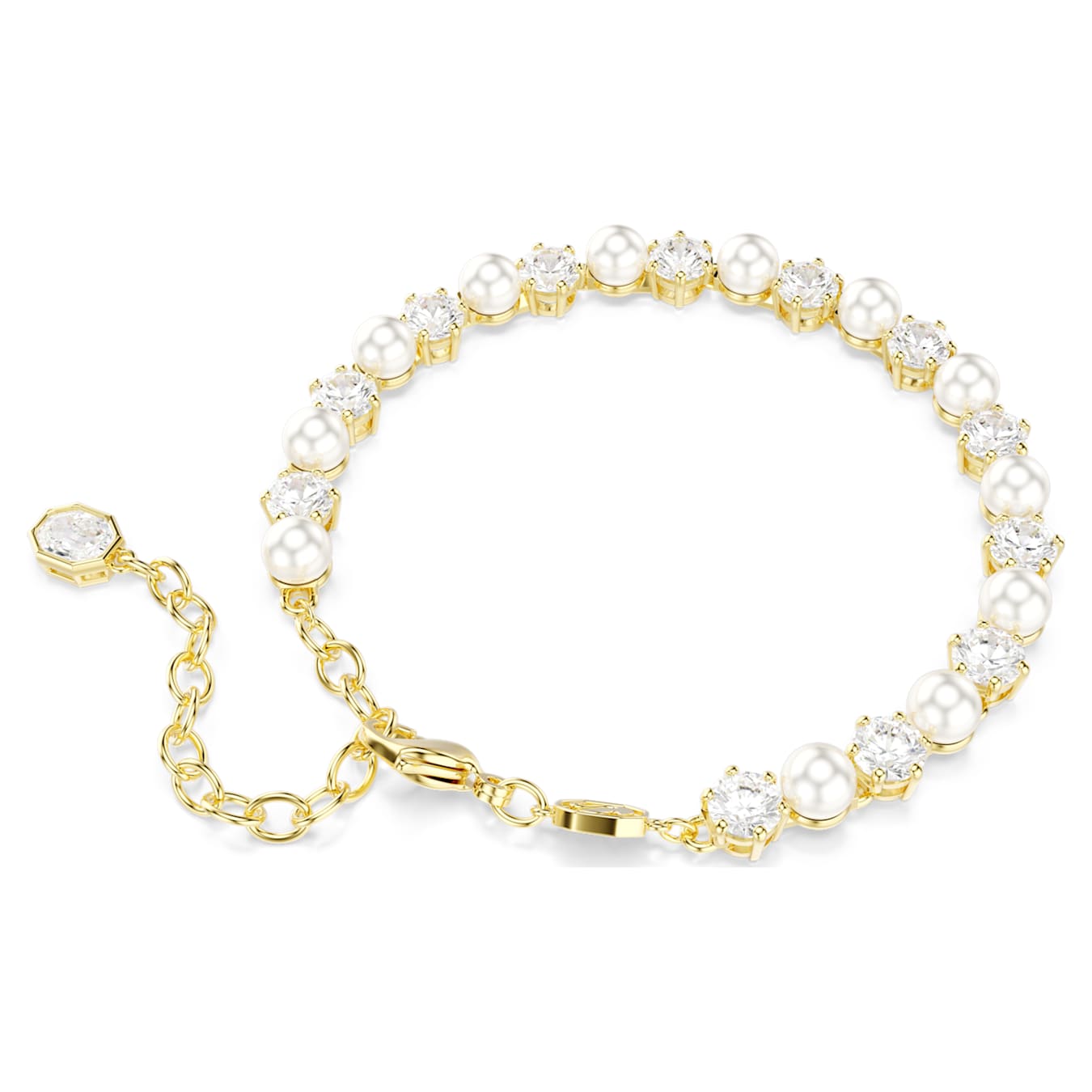 Swarovski  Matrix Tennis Armband Kristallperle, Rundschliff, Weiß, Goldlegierungsschicht
