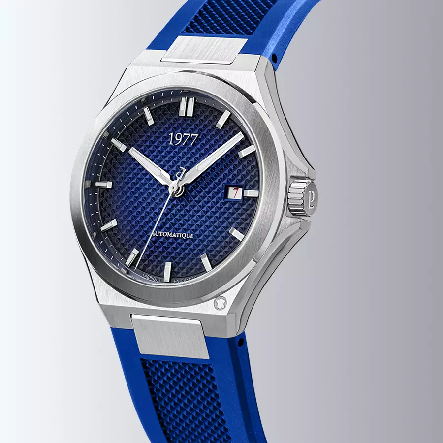 1977 ARSENE Automatique, 41 MM, Cadran Bleu, Bracelet Caoutchouc FKM Bleu Herrenuhr 1977P02166