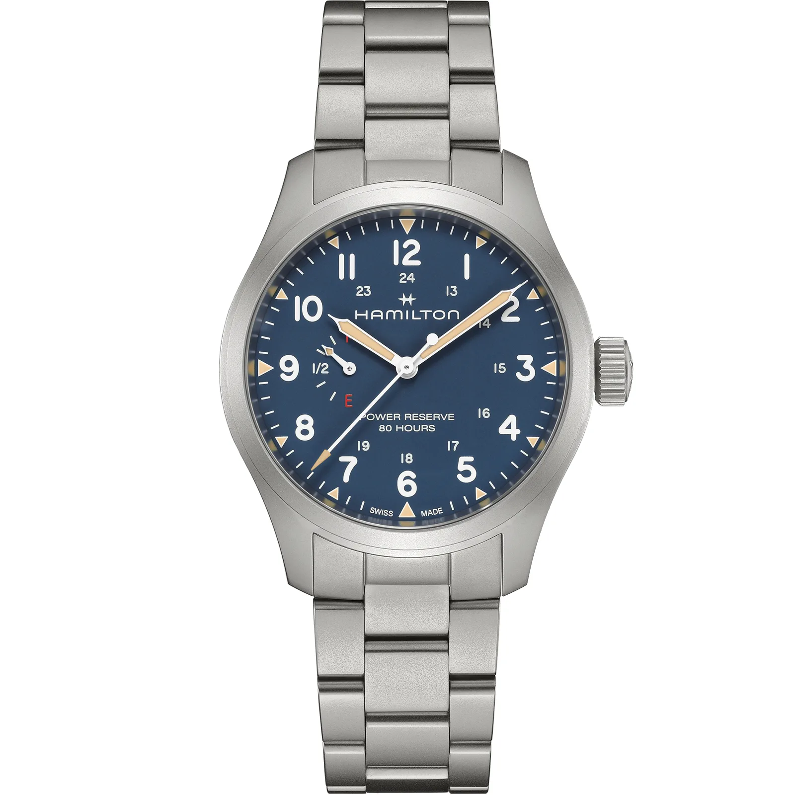 Hamilton Khaki Field Power Reserve Handaufzug 40 mm Edelstahlband Blau Herrenuhr H69509140