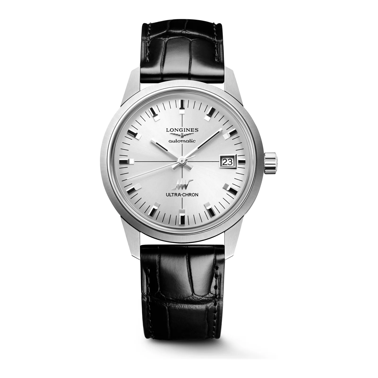 Longines Ultra-Chron Classic Silber Lederband schwarz 37 mm Herrenuhr L2.537.4.72.2