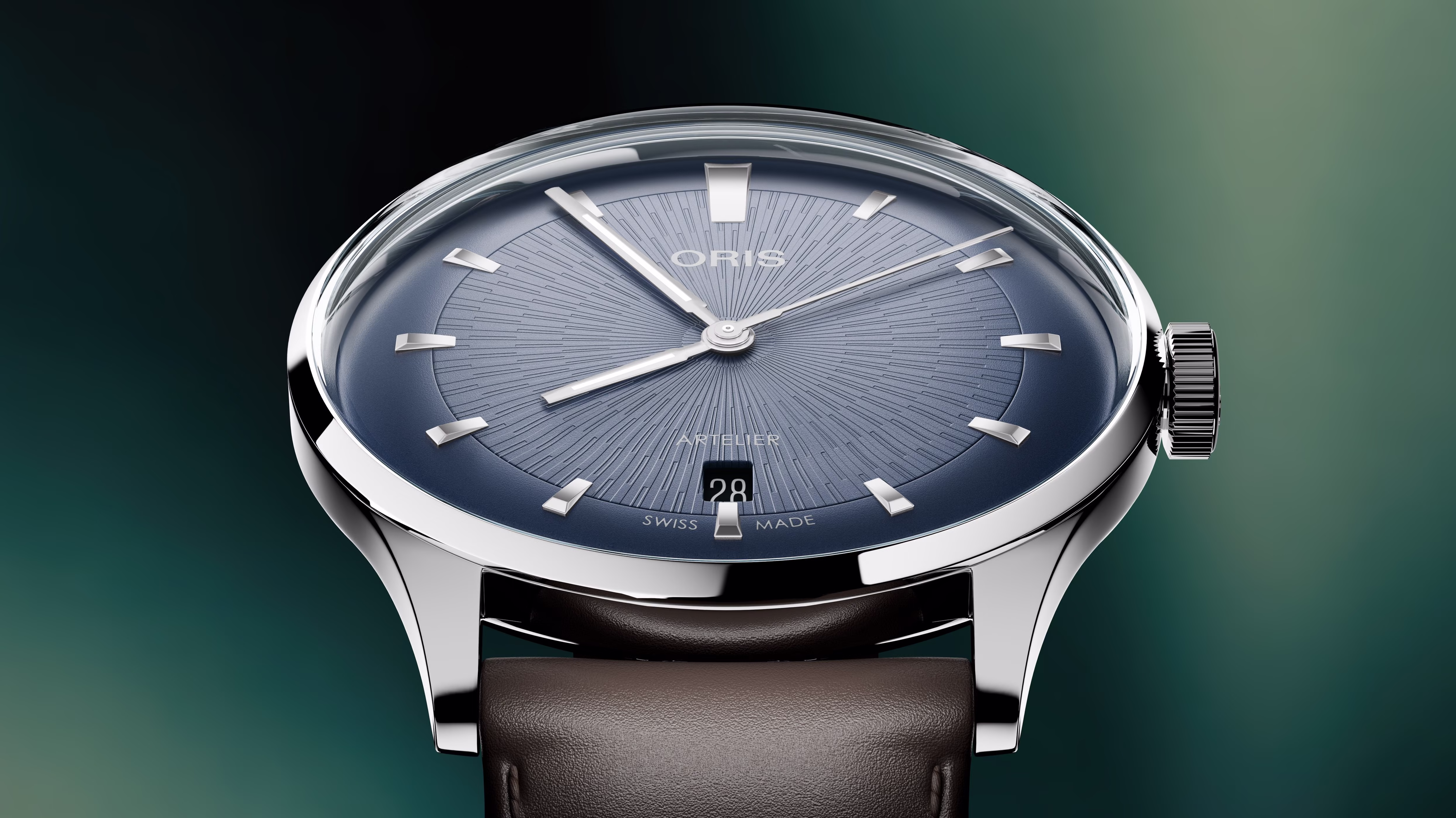 Oris Artelier Date 38mm Lederband Automatik Blau Herrenuhr 01 733 7810 4055-07 6 20 17FC