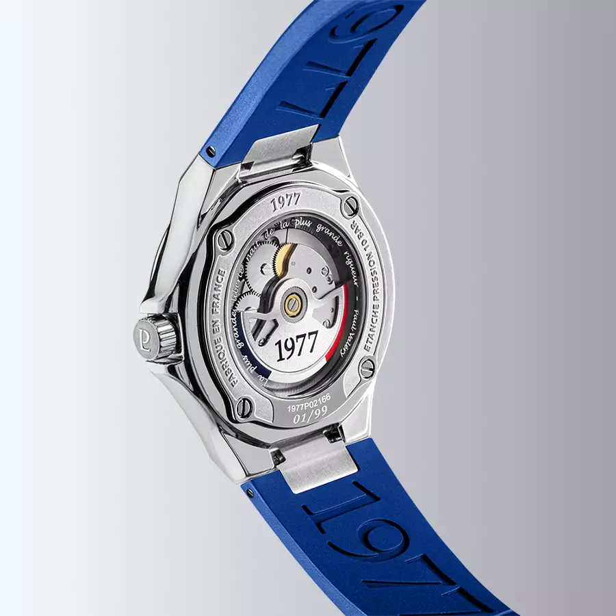 1977 ARSENE Automatique, 41 MM, Cadran Bleu, Bracelet Caoutchouc FKM Bleu Herrenuhr 1977P02166