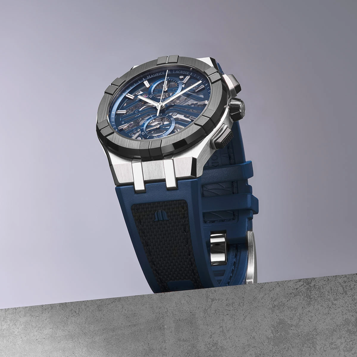Maurice Lacroix AIKONIC AUTOMATIC CHRONOGRAPH SKELETON BLAU Herrenuhr AC8018-SSL20-030-4