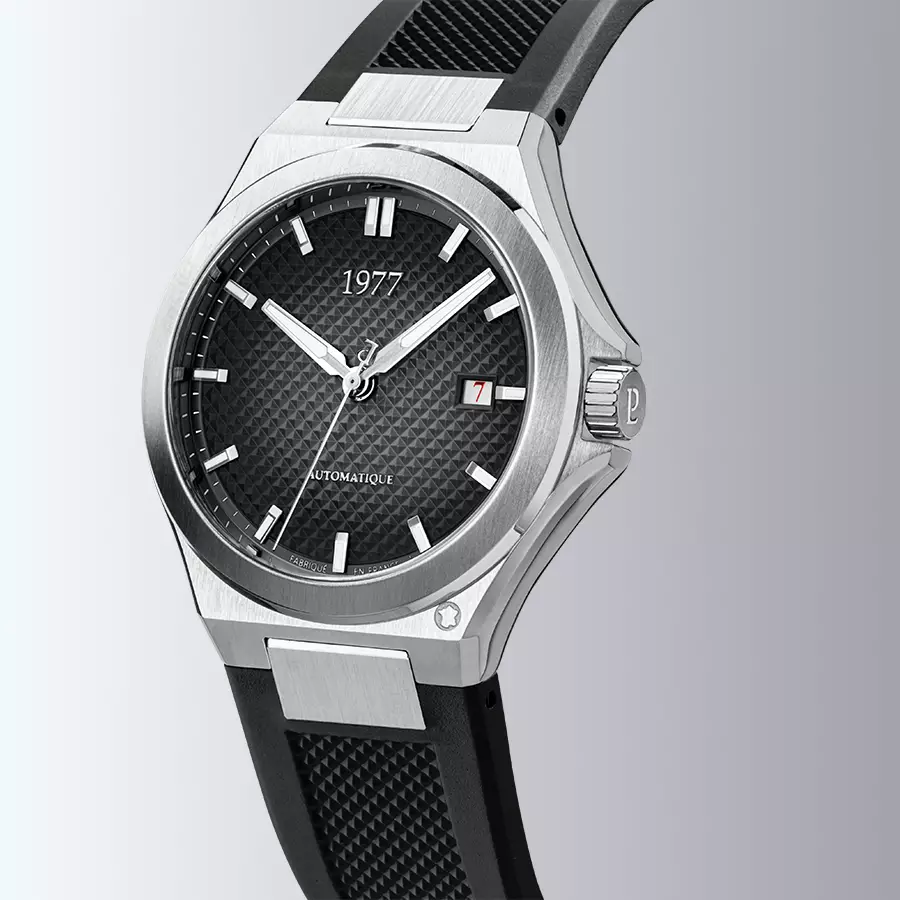1977 ARSENE Automatique, 41 MM, Cadran Noir, Bracelet Caoutchouc FKM Noir Herrenuhr 1977P02133