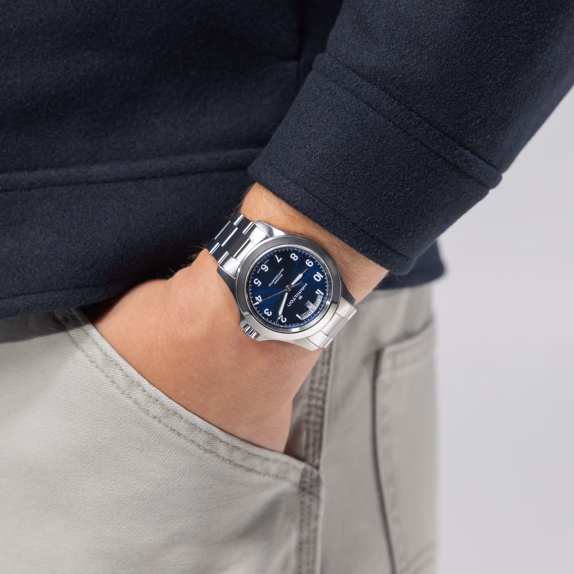 Hamilton Khaki Field King Day-Date 40 mm Blau, Edelstahl, Automatik Herrenuhr H64475140