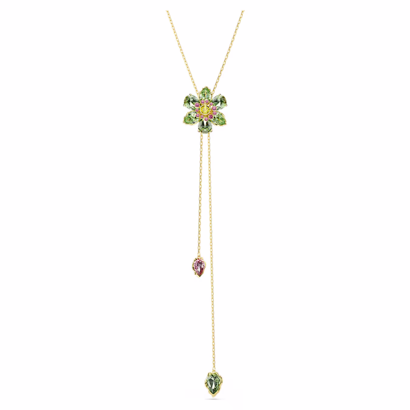 Swarovski  Idyllia Y-Anhänger Verschiedene Schliffe, Blume, Mehrfarbig, 18k vergoldet
