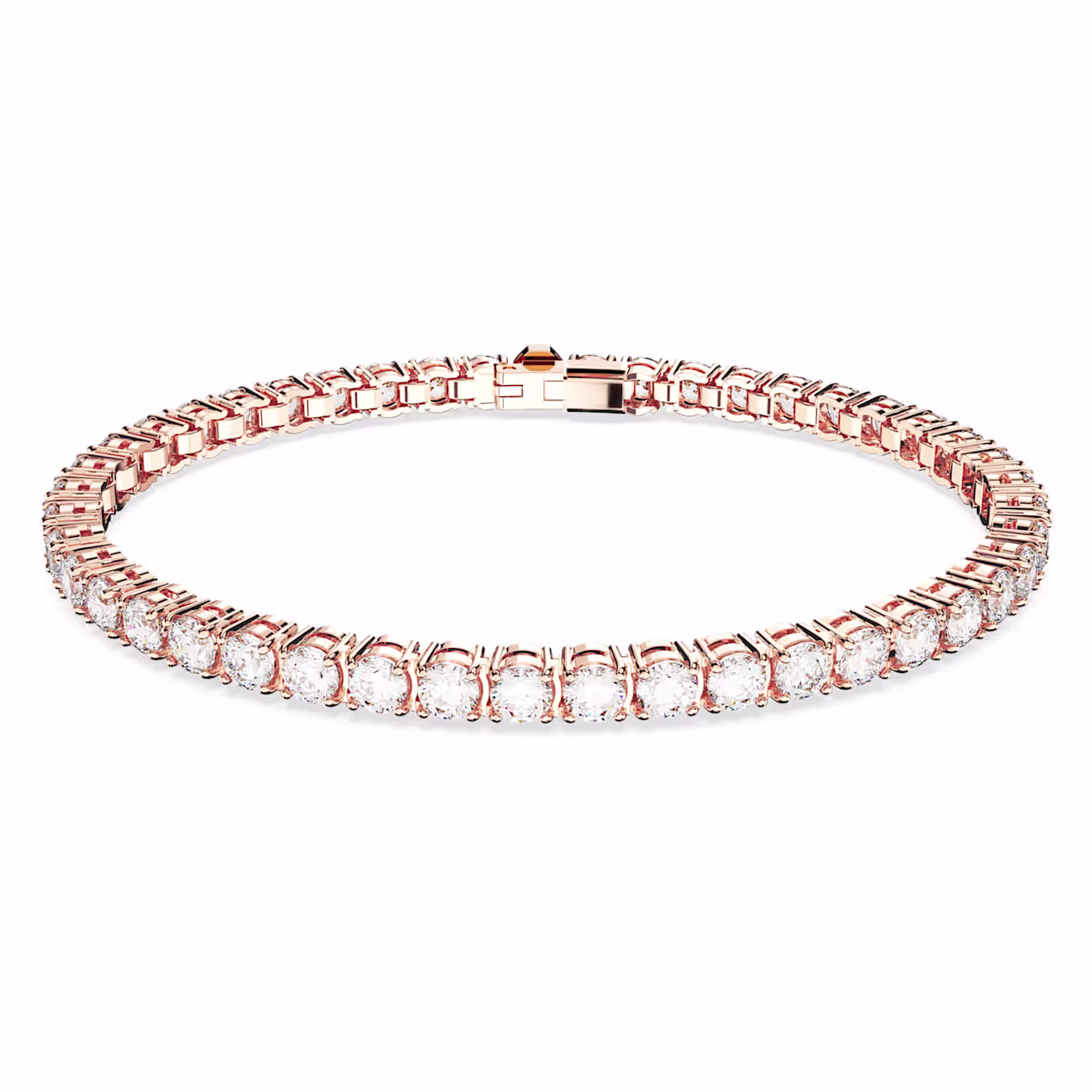Swarovski  Matrix Tennis Armband Rundschliff, Weiß, 18k rosévergoldet