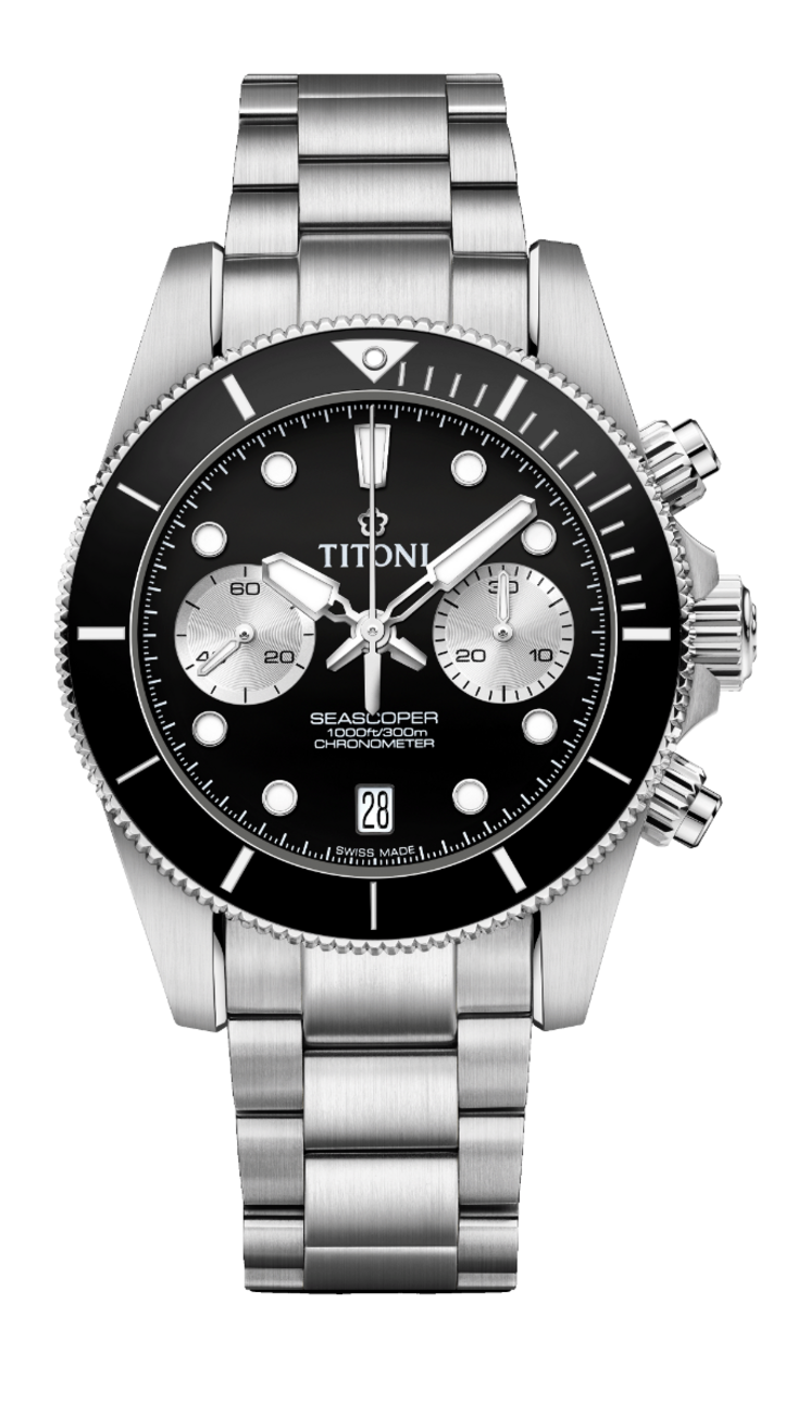 Titoni Seascoper Chronograph Schwarz Herrenuhr 94300 S-BK-731