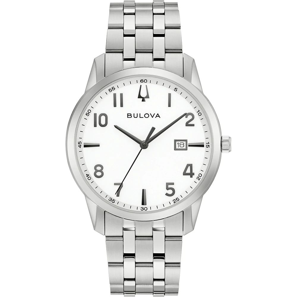 Bulova Classic Quarz, Edelstahl Weiß, 40mm Herrenuhr 96B474