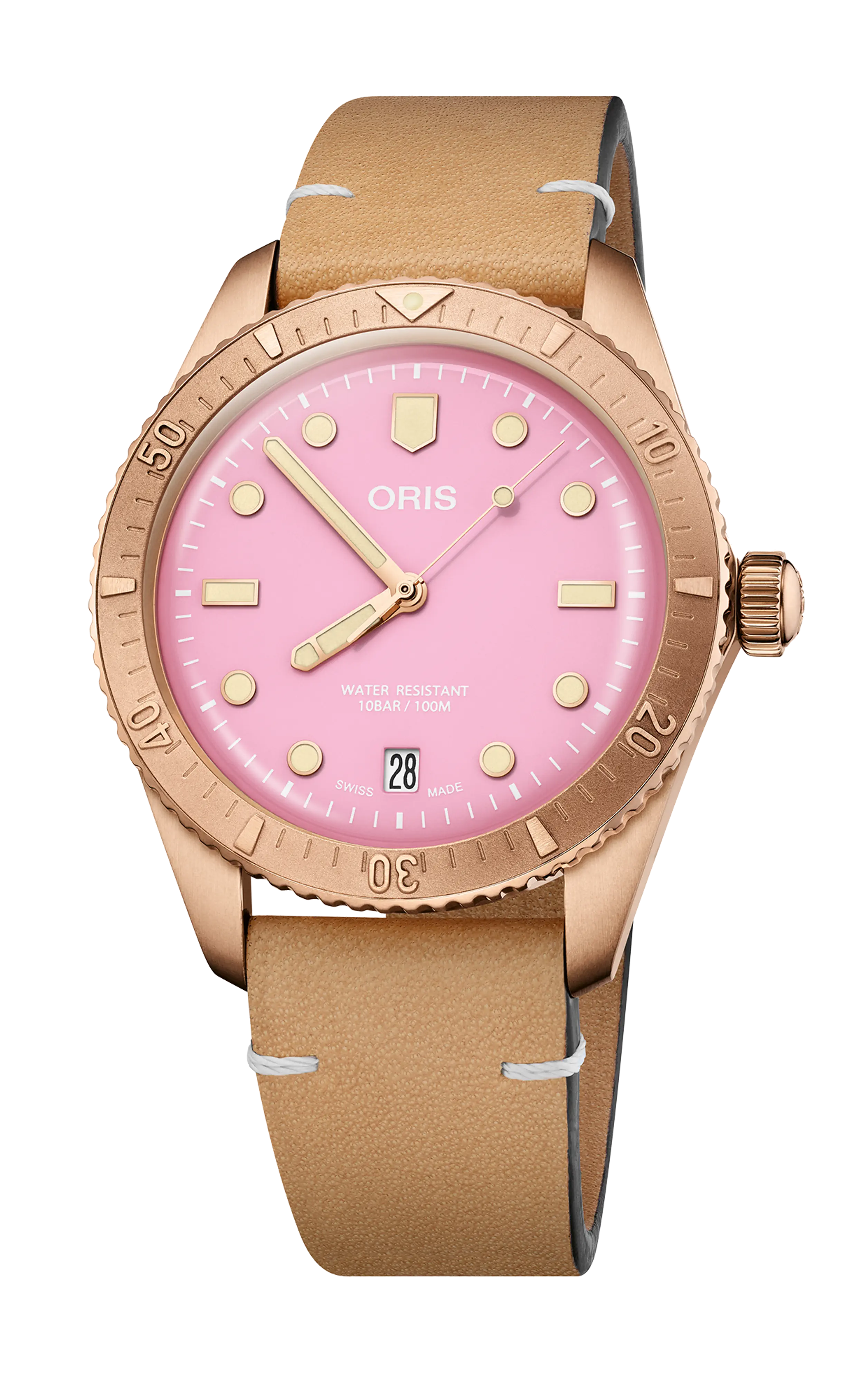 Oris Divers Sixty‑Five Cotton Candy 38mm Bronze Rosa Damenuhr 01 733 7771 3158-07 5 19 04BR