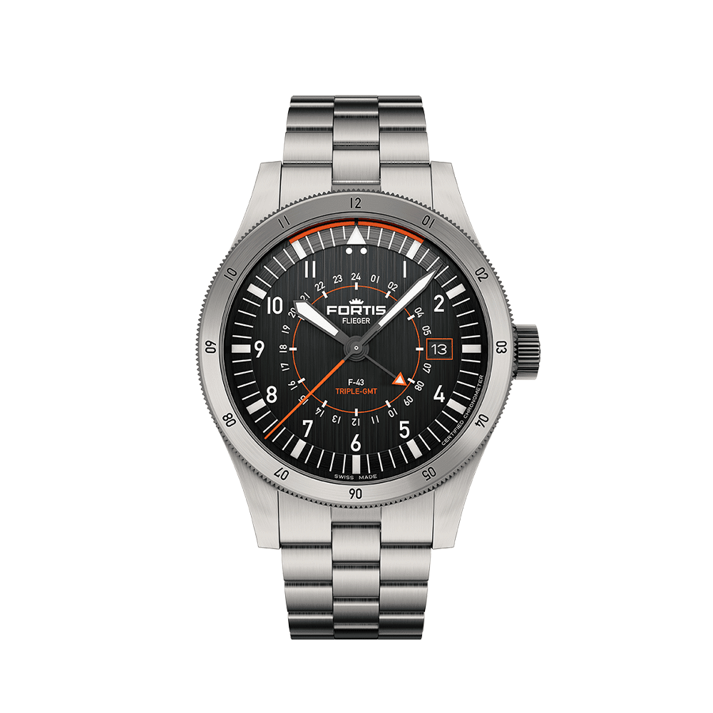 Fortis FLIEGER F-43 Triple-GMT Black Herrenuhr F4260000