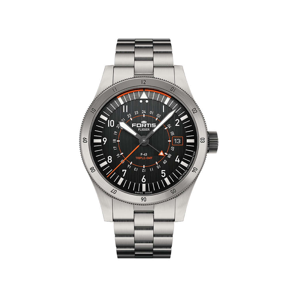 Fortis FLIEGER F-43 Triple-GMT Black Herrenuhr F4260000