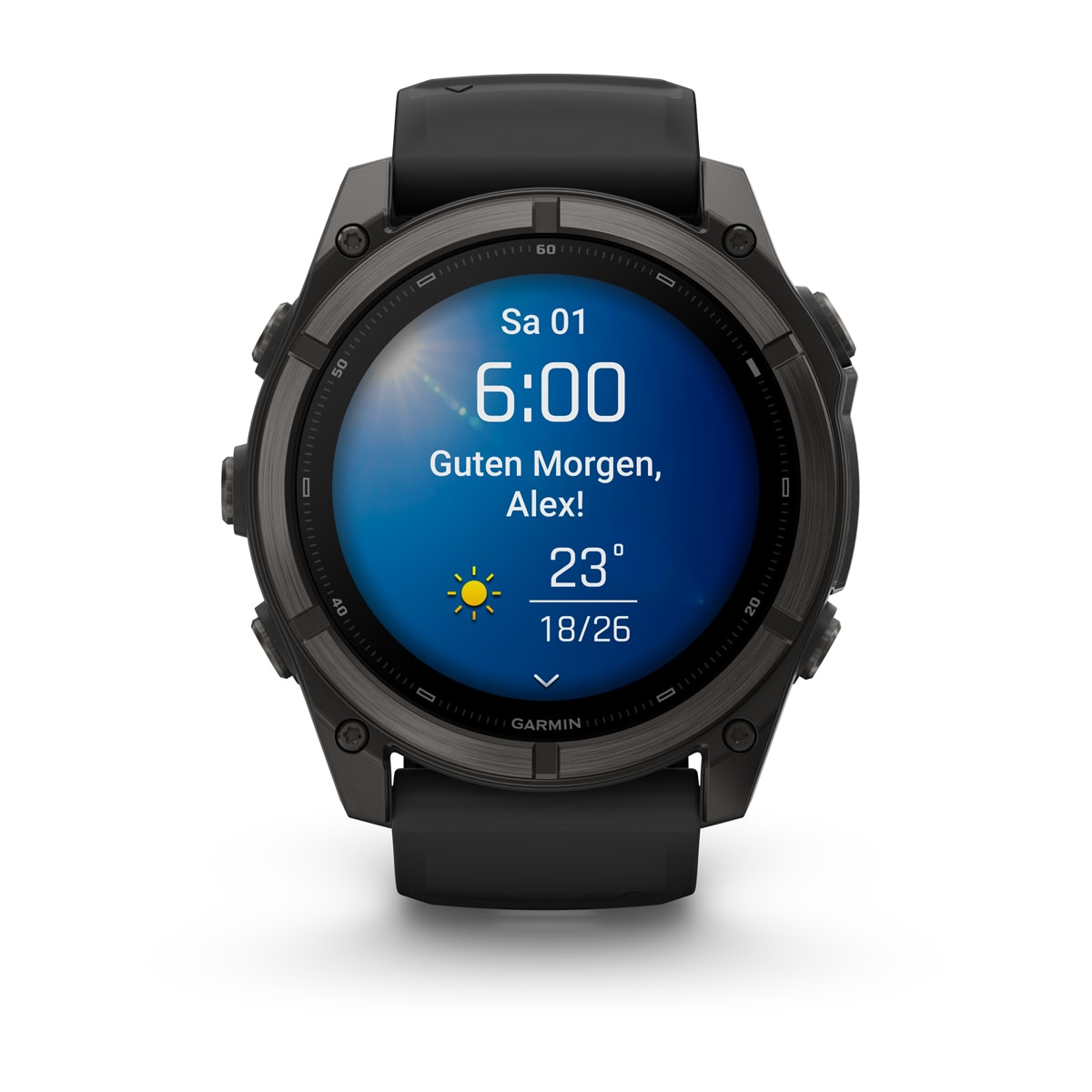 Garmin fēnix® 9 - 51 mm AMOLED Sapphire Schwarz/Carbongrau DLC Titan mit Silikon-Armband Schwarz 010-04763-11