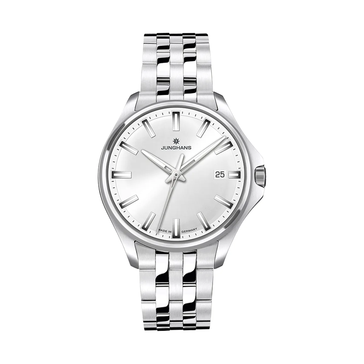 Junghans Meister S Quarz 35, Silber, Edelstahlband, 35mm Herrenuhr 47/4633.44