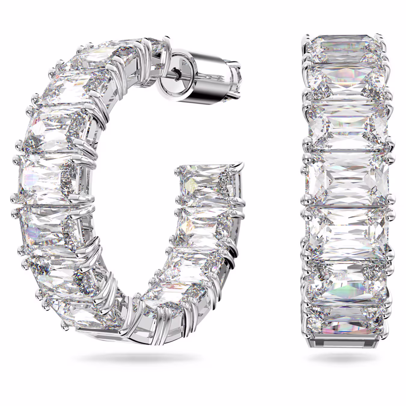 Swarovski  Matrix Kreolen Oktagon-Schliff, Weiß, Rhodiniert