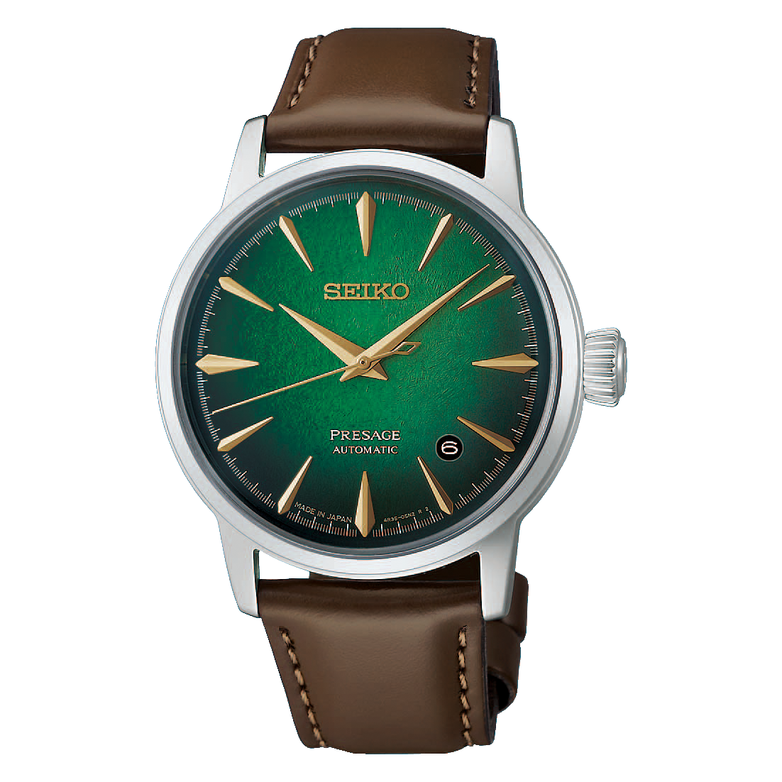Seiko PRESAGE Automatik 3 Zeiger, Lederband, 41 Stunden Gangreserve, Mint Mist Grün Herrenuhr HCB002J1